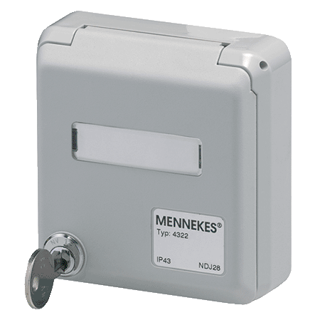 MENNEKES Cepex 外壳 4322 4322（灰色 · 面板式插座 · 用于安装 RJ45 数据端口插座 · 带标记栏 · 配两把钥匙 · 带锁的产品：订货号 + G）产品图