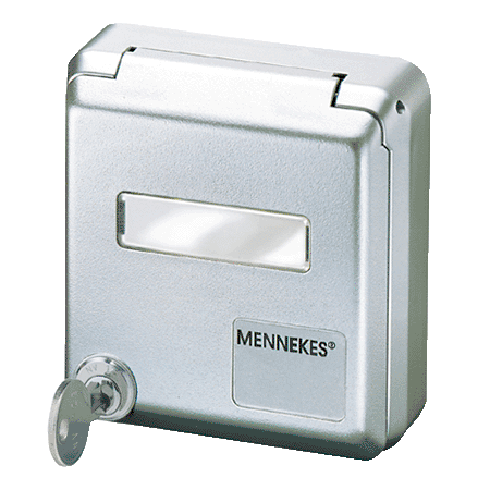 MENNEKES Cepex 外壳 4326 4326（银色 · 面板式插座 · 用于安装 RJ45 数据端口插座 · 带标记栏 · 配两把钥匙 · 带锁的产品：订货号 + G）产品图