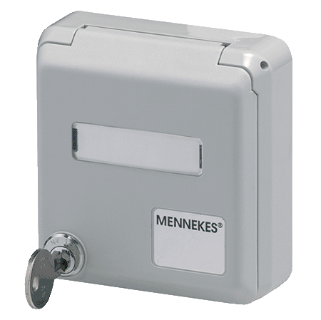 MENNEKES Cepex 外壳 4342 4342（灰色 · 面板式插座 · 用于安装 RJ45 数据端口插座 · 带标记栏 · 配两把钥匙 · 带锁的产品：订货号 + G）产品图